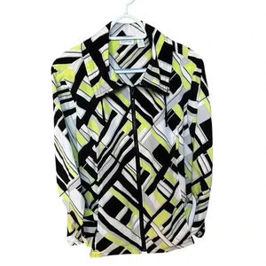 Zenergy Chico's Jacket Lightweight Zip Front Geometric Size 3 (XL) Colorful